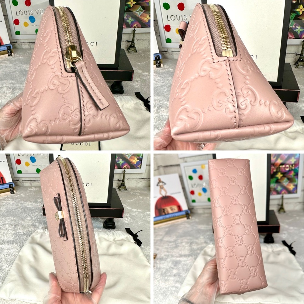 Gucci GG Pink Stamped leather GM, Large size cosmetic pouch or crossbody CUTE! - Picture 3 of 16